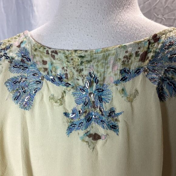 Joolay Silk Sheer Top Blouse Sequins Embroidered Women’s Medium - Picture 8 of 10